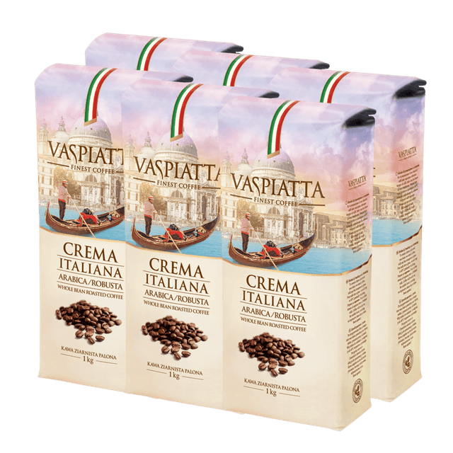 Pakiet 6x1kg Kawa Ziarnista Vaspiatta Crema Italiana